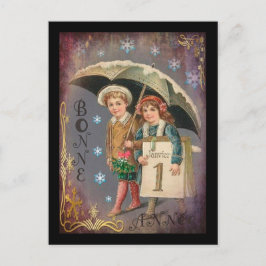 Vintages französisches Neujahr Feiertagspostkarte