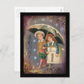 Vintages französisches Neujahr Feiertagspostkarte (Vorne/Hinten)