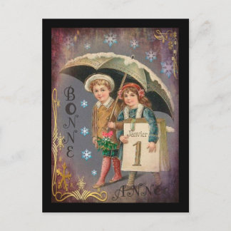 Vintages französisches Neujahr Feiertagspostkarte