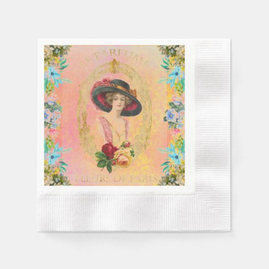 Vintages französisches Papier Napkin Serviette (Vorderseite)
