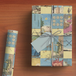 Vintages französisches Pastell-Hand-Tarot Geschenkpapier