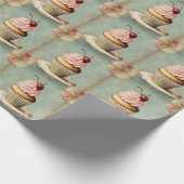 Vintages französisches Pink Cupcake Wrapping Paper Geschenkpapier (Ecke)