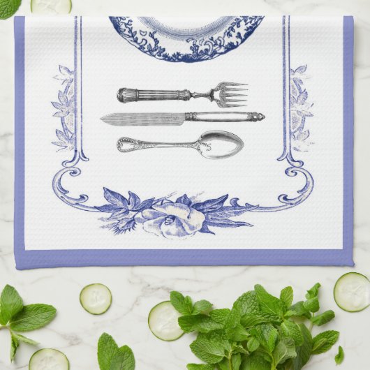 Vintages französisches Platten- u. Handtuch (Gefaltet)