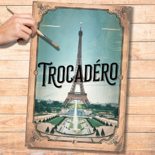 Vintages französisches Poster Trocadero 1 Decoupag Seidenpapier