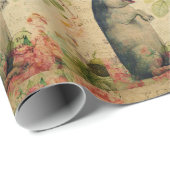 Vintages französisches Postkartenschwein mit Krone Geschenkpapier (Rolleneckpunkt)