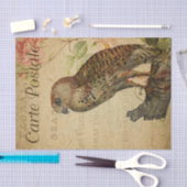 Vintages französisches Postkartenuegel auf Zweig-E Seidenpapier (Handwerk)