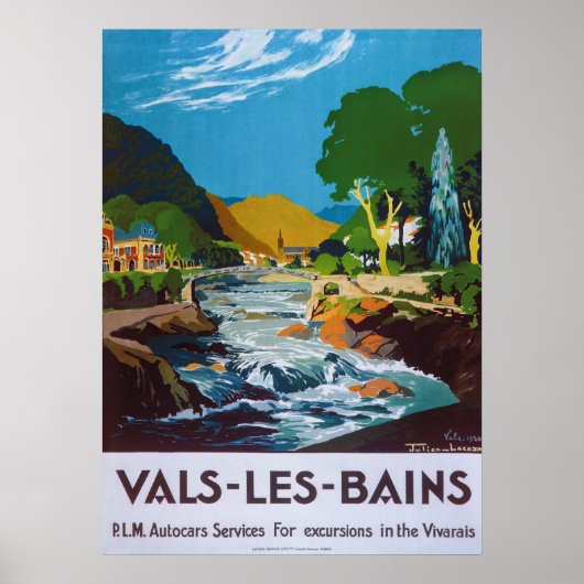 Vintages französisches Reiseplakat 1930 Vals-les-B Poster (Vorne)