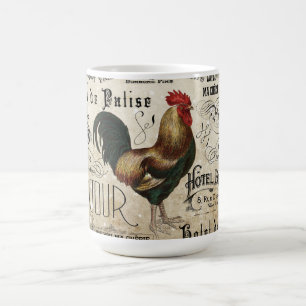 Vintages französisches Rooster de Paris Collage Kaffeetasse
