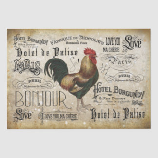 Vintages französisches Rooster de Paris Decoupage Seidenpapier