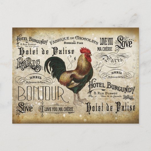 Vintages französisches Rooster von Paris Postkarte (Vorderseite)