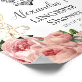 Vintages französisches Rosa Roses Lingerie Dusche Poster (Ecke)