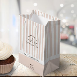 Vintages französisches Rosa Streifen Bakery-Logo Mittlere Geschenktüte