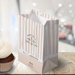 Vintages französisches Rosa Streifen Bakery-Logo Mittlere Geschenktüte