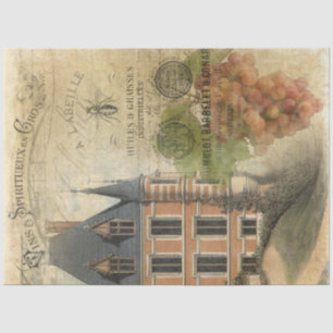 Vintages Französisches Schloss Weinroute Mendrisio Seidenpapier