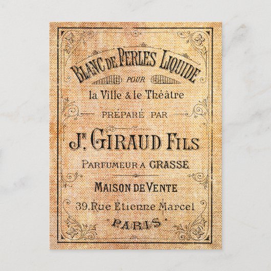 Vintages französisches Schönheitslabel Postkarte (Vorderseite)