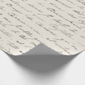 Vintages Französisches Script Gold Letter Beige Geschenkpapier (Ecke)