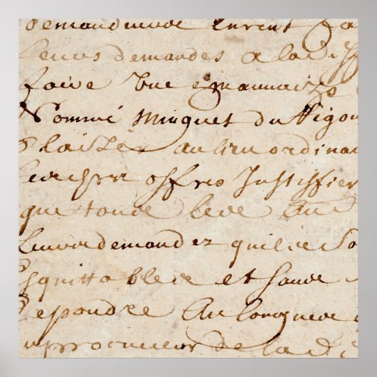 Vintages französisches Script-Grunge-Pergament-Pap Poster (Vorne)