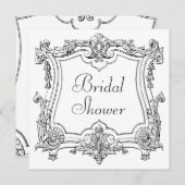 Vintages französisches Scroll Brautparty Doppelsei Einladung (Vorne/Hinten)