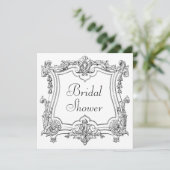 Vintages französisches Scroll Brautparty Doppelsei Einladung (Stehend Vorderseite)