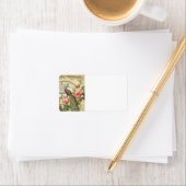 Vintages französisches Shabby Chic Peacock Adressaufkleber (Insitu)