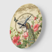 Vintages französisches Shabby Chic Peacock Große Wanduhr (Winkel)