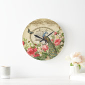 Vintages französisches Shabby Chic Peacock Große Wanduhr (Zuhause)