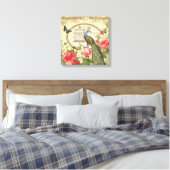Vintages französisches Shabby Chic Peacock Leinwanddruck (Insitu (Schlafzimmer))