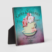 Vintages Französisches Shabby Floral Café Sign Fotoplatte (Vorderseite)