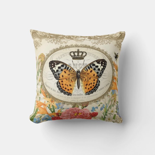 Vintages französisches Shabby Kissen (Vorderseite)