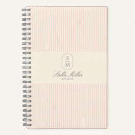 Vintages französisches Style Pink Striped Spiralno Notizblock