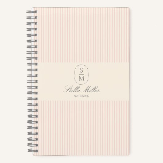 Vintages französisches Style Pink Striped Spiralno Notizblock (Vorderseite)