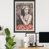 Vintages französisches Südpazifik-Reiseplakat Poster (Heimbüro)