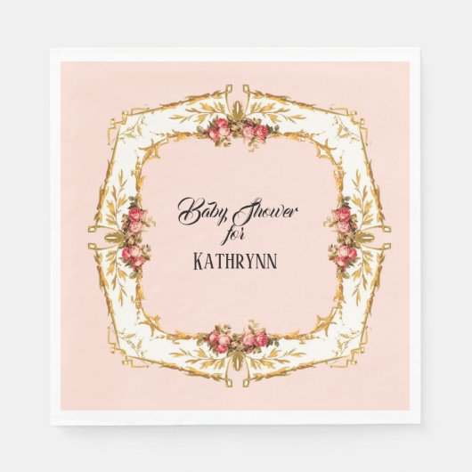 Vintages französisches Tee-Party Rose Gold Baby Du Serviette (Vorderseite)