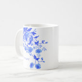 Vintages französisches Toile Blue Floral Brautpart Kaffeetasse (Vorderseite Links)