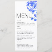 Vintages französisches Toile Floral Blue Brautpart Menükarte (Vorderseite)