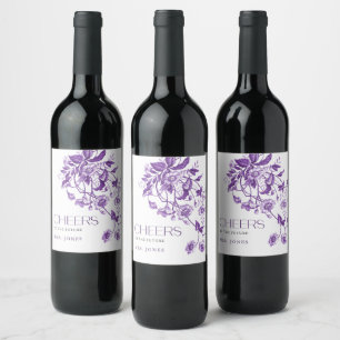 Vintages französisches Toile Floral Brautparty Che Weinetikett