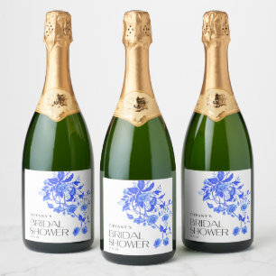 Vintages französisches Toile-Floral-Brautparty Schaumweinetikett