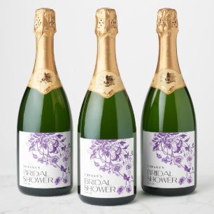Vintages französisches Toile-Floral-Brautparty Schaumweinetikett