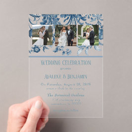 Vintages französisches Toile Floral Wedding Foto Acryleinladungen