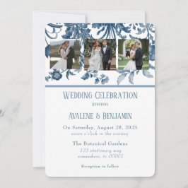 Vintages französisches Toile Floral Wedding Foto Einladung