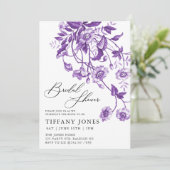 Vintages französisches Toile Lila Brautparty Einladung (Stehend Vorderseite)