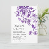 Vintages französisches Toile Lila Brautparty Einladung (Stehend Vorderseite)