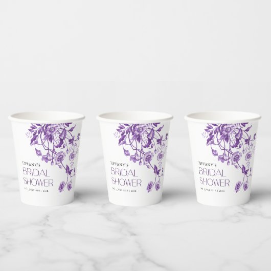Vintages französisches Toile Lila Brautparty Pappbecher (Multi)