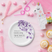 Vintages französisches Toile Lila Brautparty Pappteller (Party)