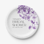 Vintages französisches Toile Lila Brautparty Pappteller (Vorderseite)