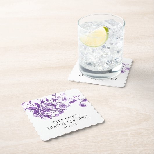 Vintages französisches Toile Lila Brautparty Untersetzer (Vor Ort)