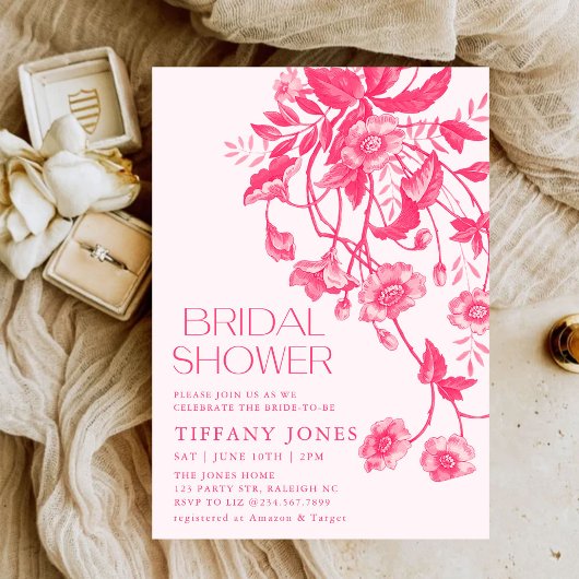 Vintages französisches Toilrosa Brautparty Einladung