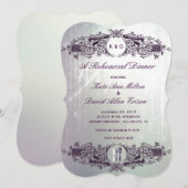 Vintages französisches verziertes lila einladung (Vorne/Hinten)