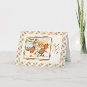 Vintages französisches Weihnachten, Snowman und Feiertagskarte