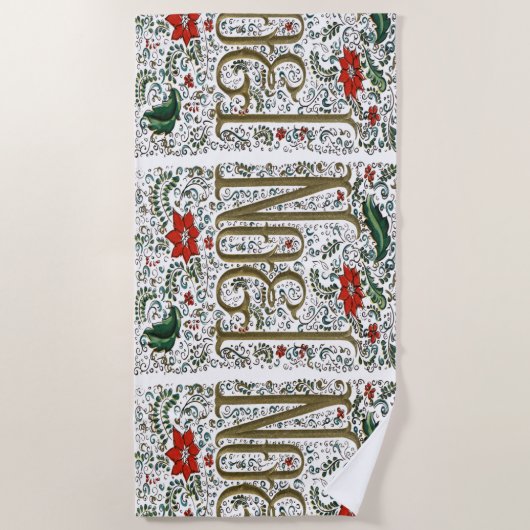 Vintages französisches Weihnachtsgeschenk-Weihnach Strandtuch (Vorderseite)